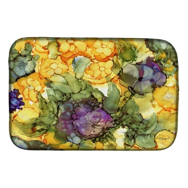 Carolines Treasures Carolines Treasures 8958DDM Abstract Flowers Purple & Yellow Dish Drying Mat 8958DDM - main